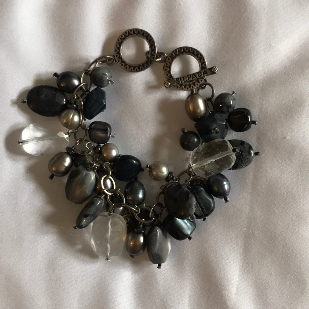 Silpada Black Gray Stone Hermatite Bracelet